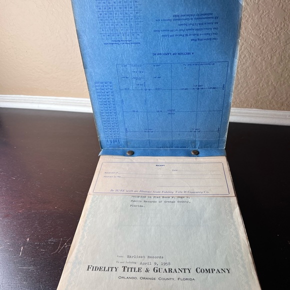 Vintage 1958 Abstarct of Title, Paper Ephemera, Lands in Orange County Florida - Picture 4 of 10